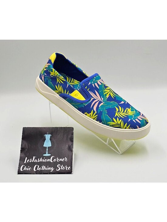 NWT OluKai Men\'s Laeahi Pai Sunset Blue Aloha Canvas Slip-On Sneakers Sz 10 2845 main image 5